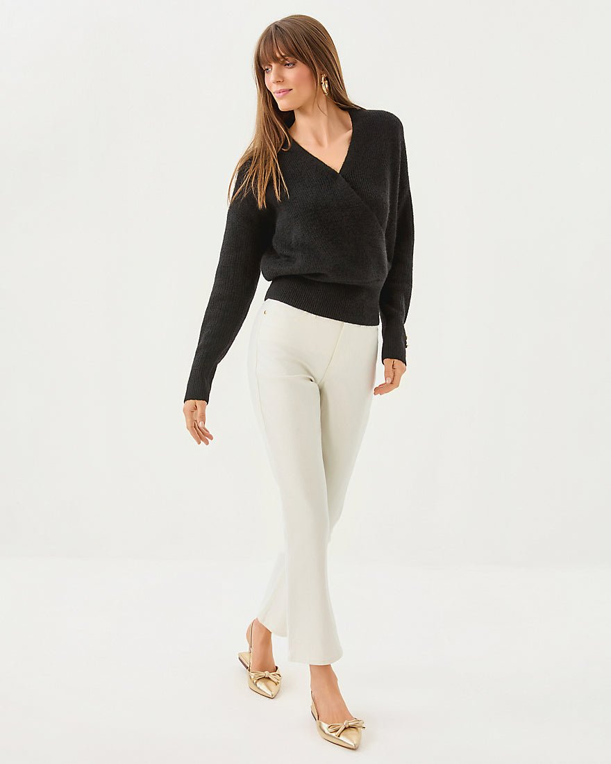 Liza Shimmer Crop Flare Jean - Coconut Metallic