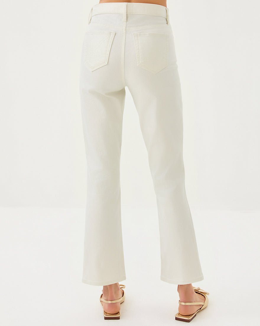 Liza Shimmer Crop Flare Jean - Coconut Metallic