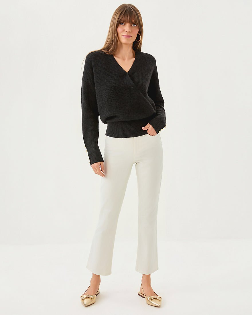 Liza Shimmer Crop Flare Jean - Coconut Metallic