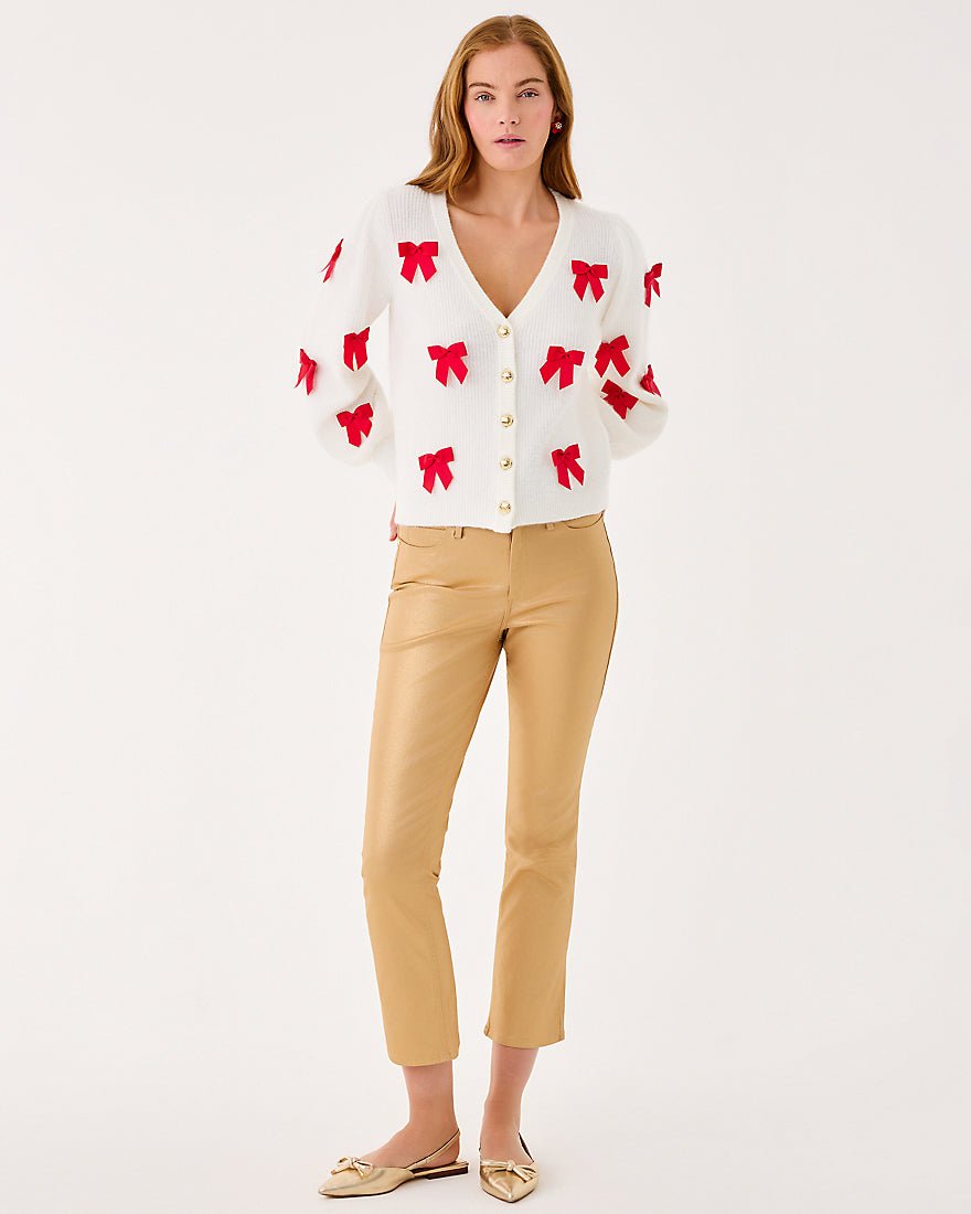 Liza Shimmer Crop Flare Jean - Gold Metallic