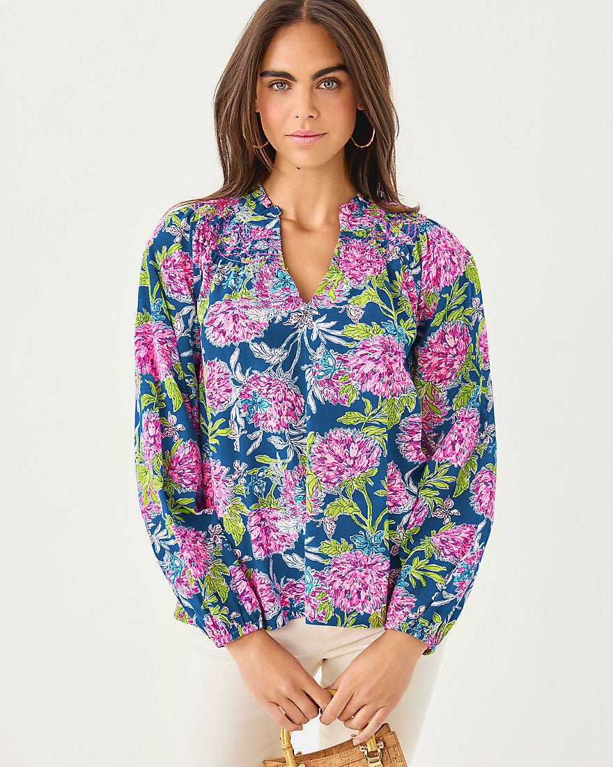 Lourdes Long Sleeve Top - Multi Dahlia Licious