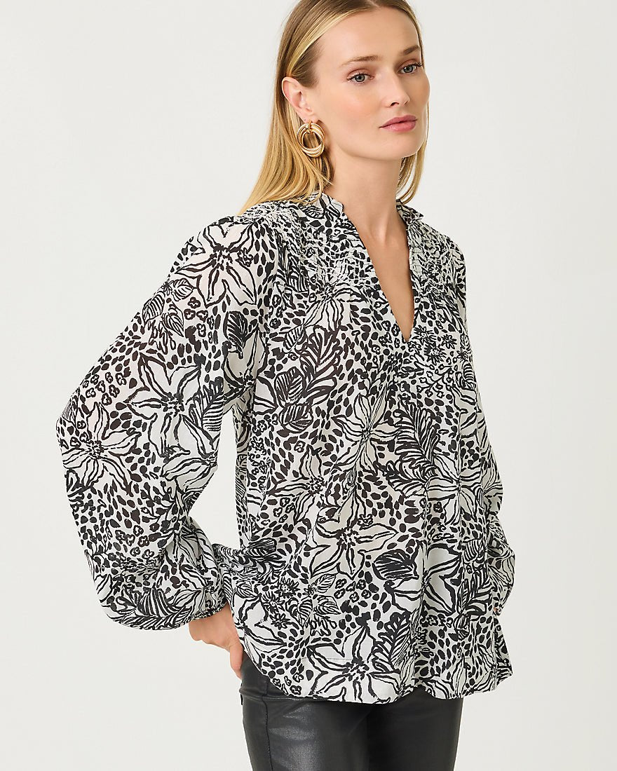 Lourdes Long Sleeve Top - Onyx Lots To Spot