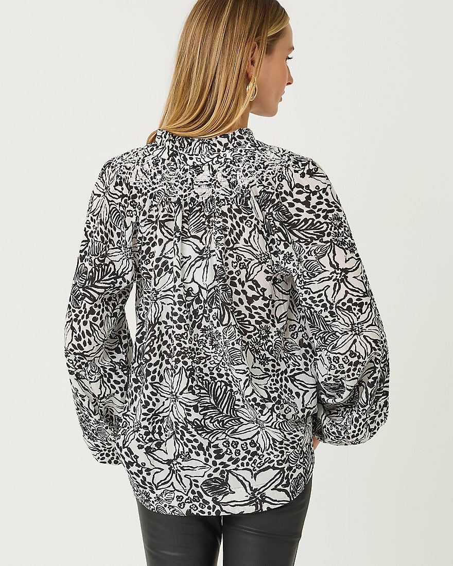 Lourdes Long Sleeve Top - Onyx Lots To Spot