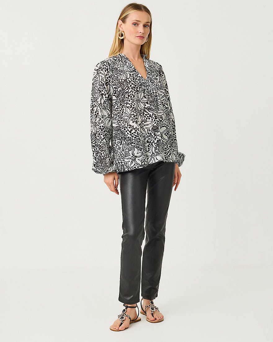 Lourdes Long Sleeve Top - Onyx Lots To Spot