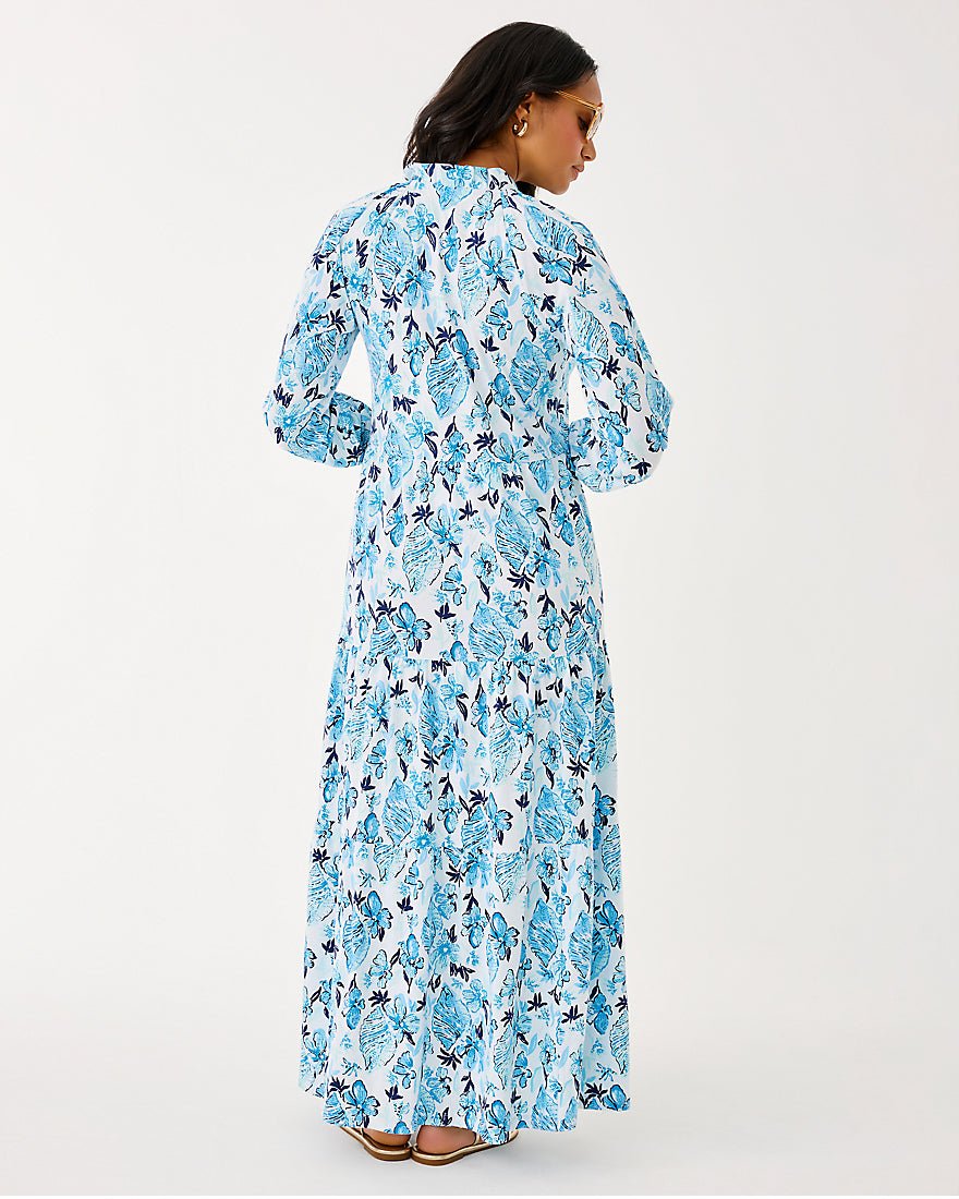 Lilly Pulitzer - Malone Three Quarter Sleeve Maxi Dress - Resort White Seashell Splendor