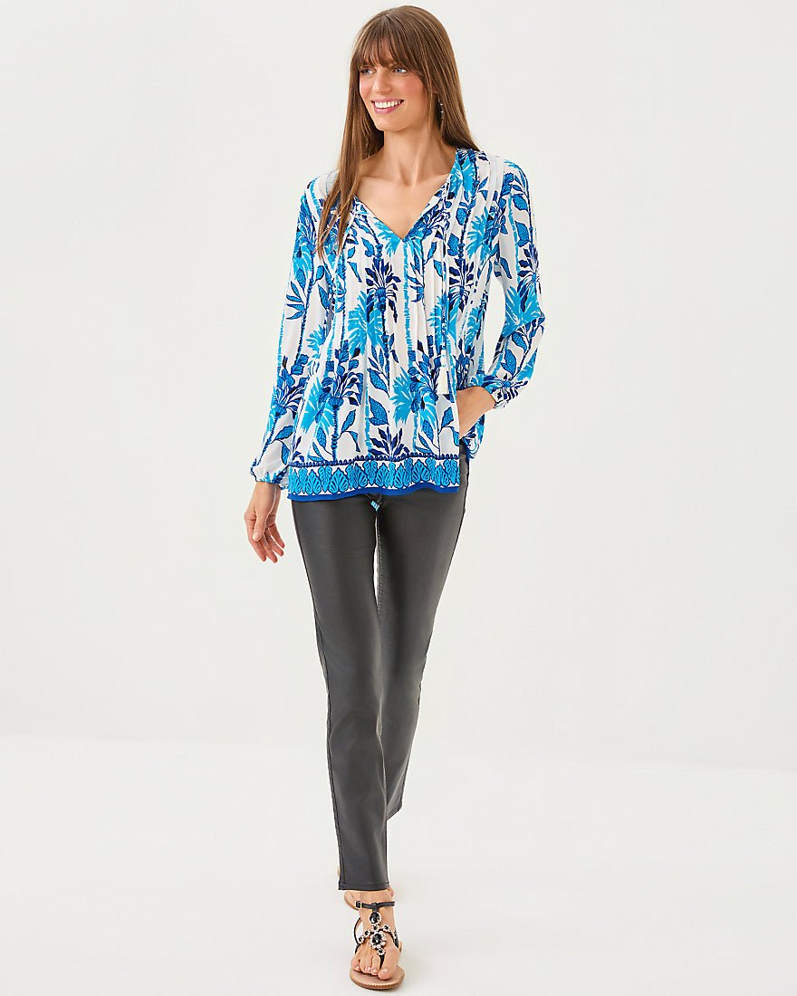 Marilina Long Sleeve Tunic Top - Coconut Swayin In The Breeze