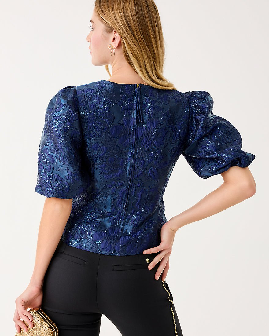 Lilly Pulitzer - Medora Jacquard Top - Low Tide Navy Nightshade Brocade