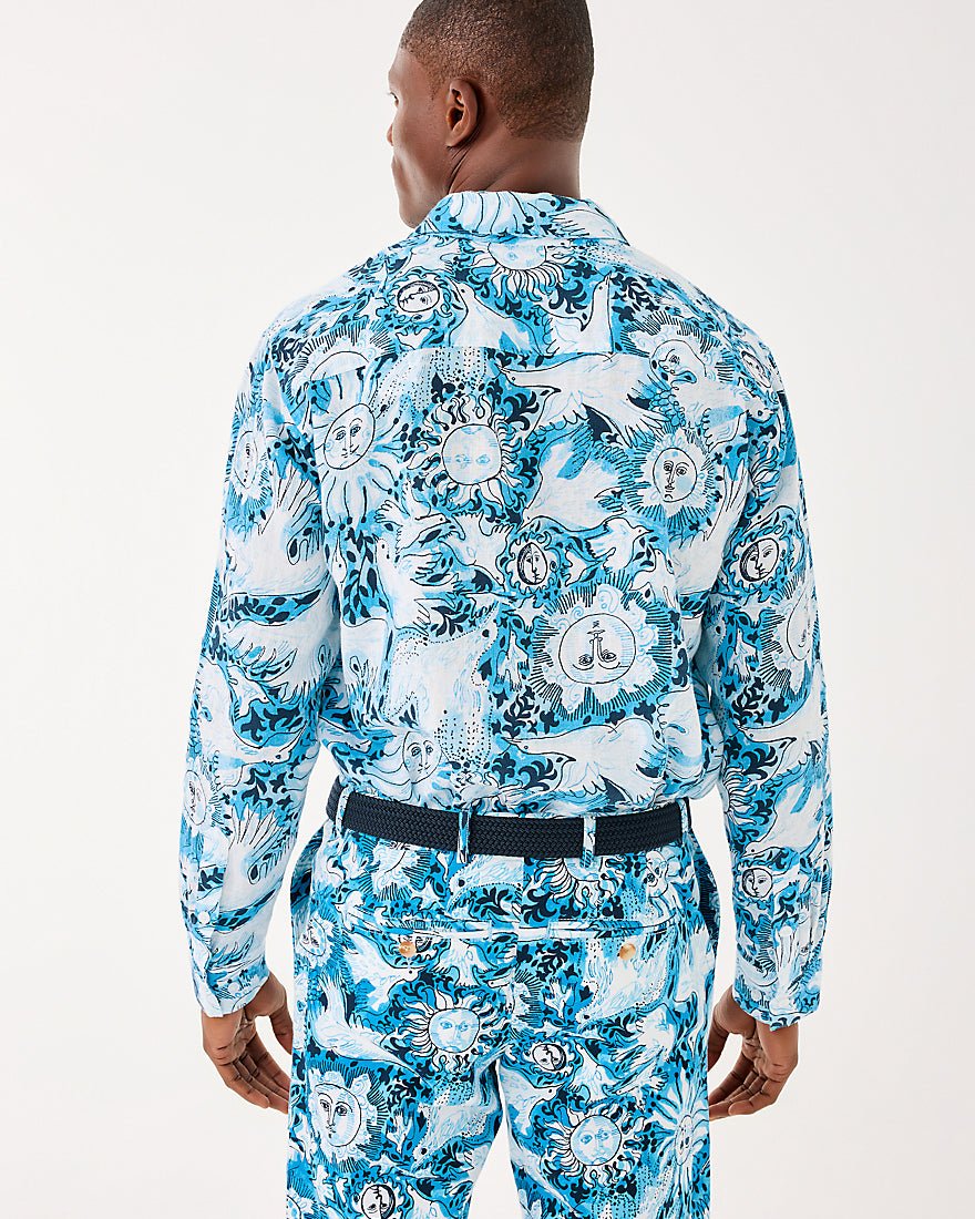 Lilly Pulitzer - Mens Stuff Addison Shirt - Bellevue Blue Lilly Gulls