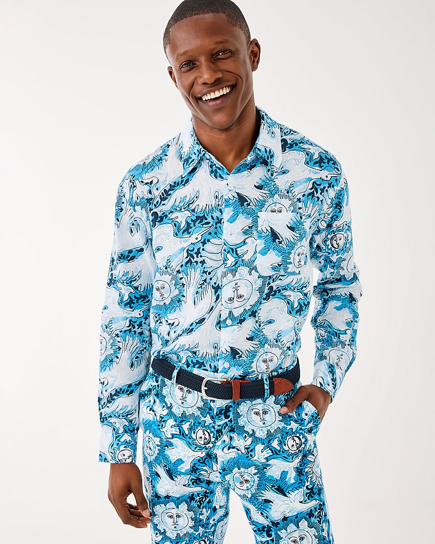 Lilly Pulitzer - Mens Stuff Addison Shirt - Bellevue Blue Lilly Gulls