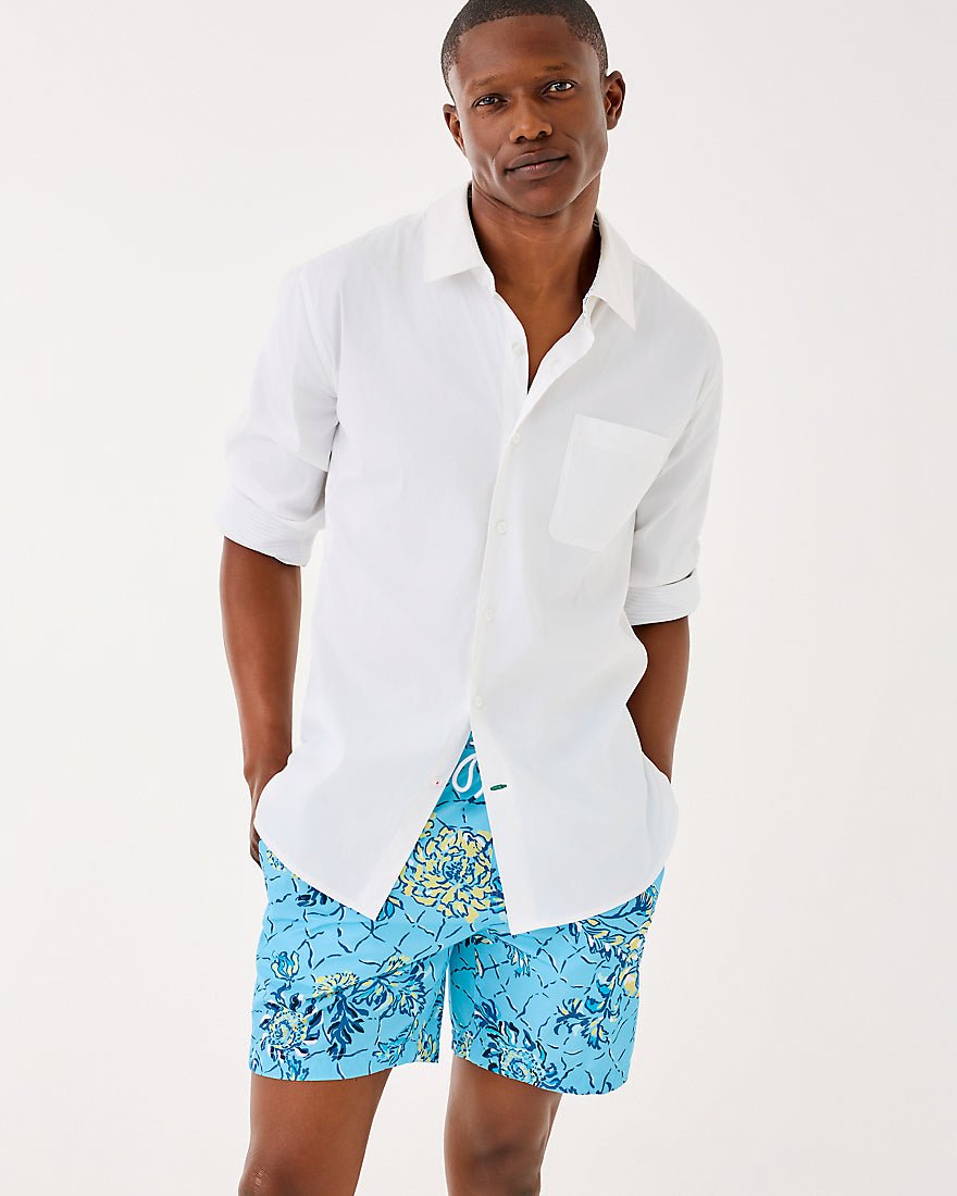 Lilly Pulitzer - Mens Stuff Del Lago Swim Trunk - Bellevue Blue Breakers Beach