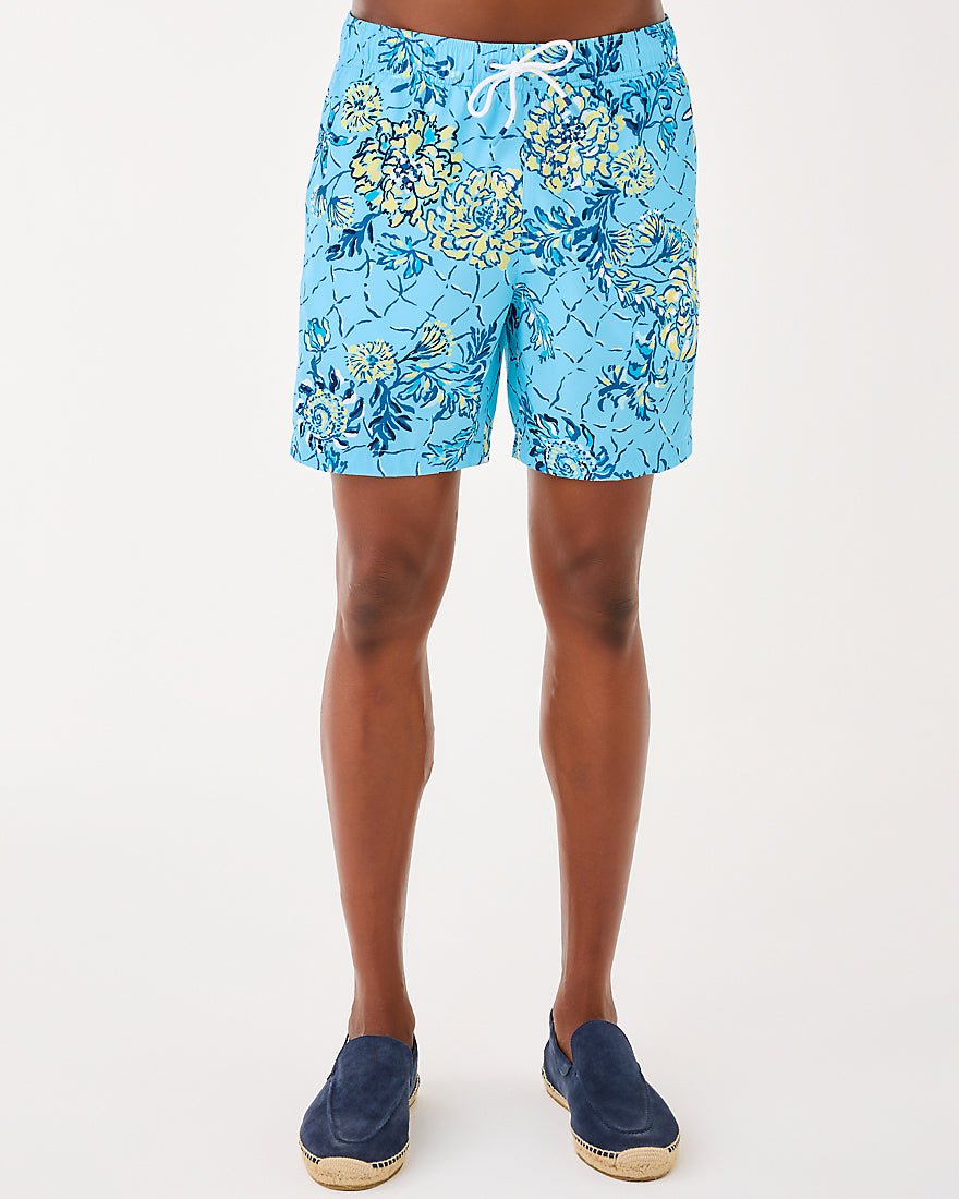 Lilly Pulitzer - Mens Stuff Del Lago Swim Trunk - Bellevue Blue Breakers Beach