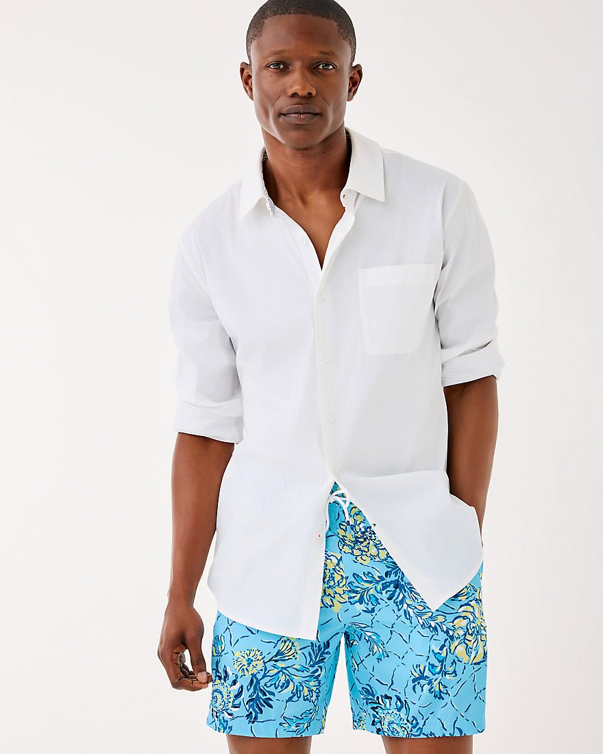 Lilly Pulitzer - Mens Stuff Del Lago Swim Trunk - Bellevue Blue Breakers Beach