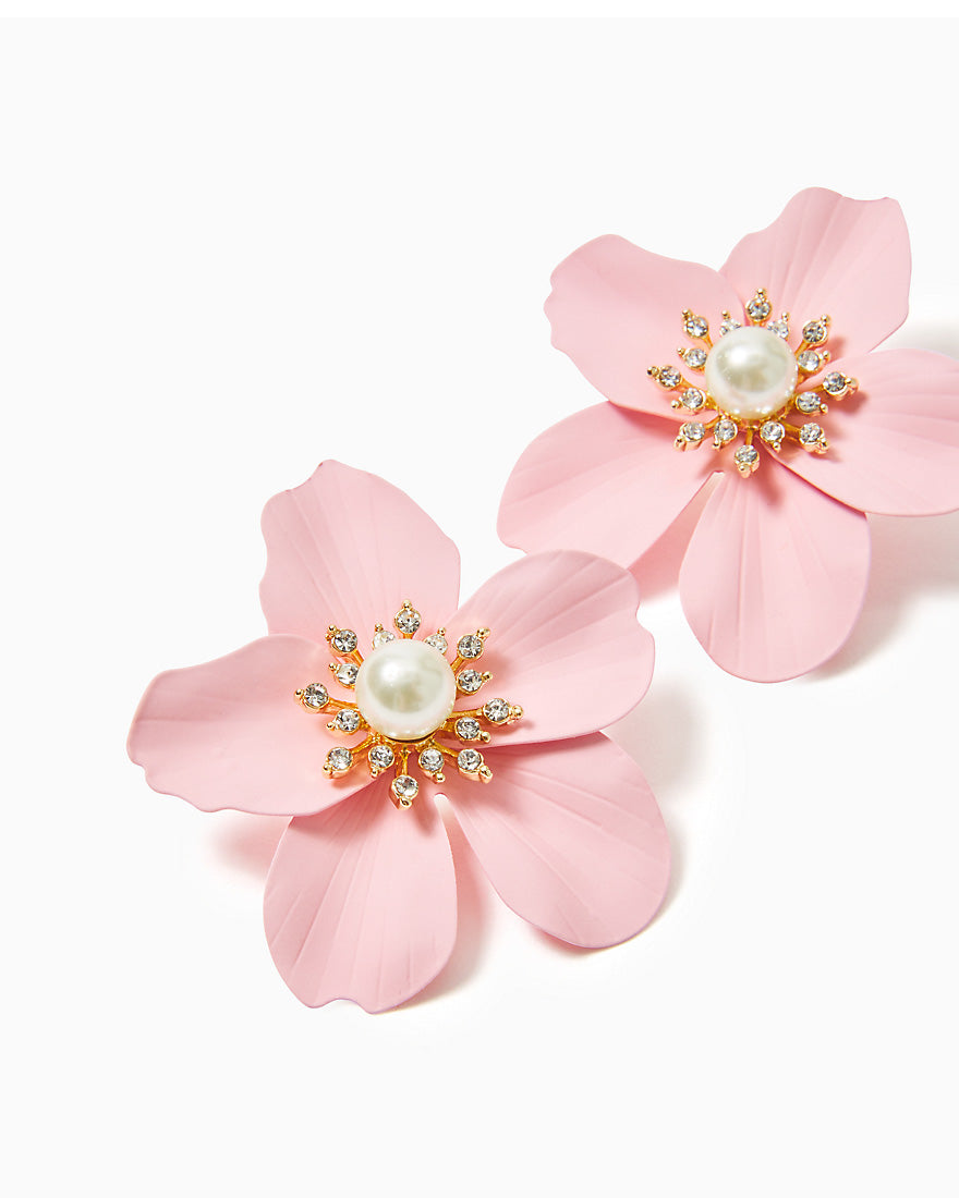 Oversized Pearl Orchid Earrings