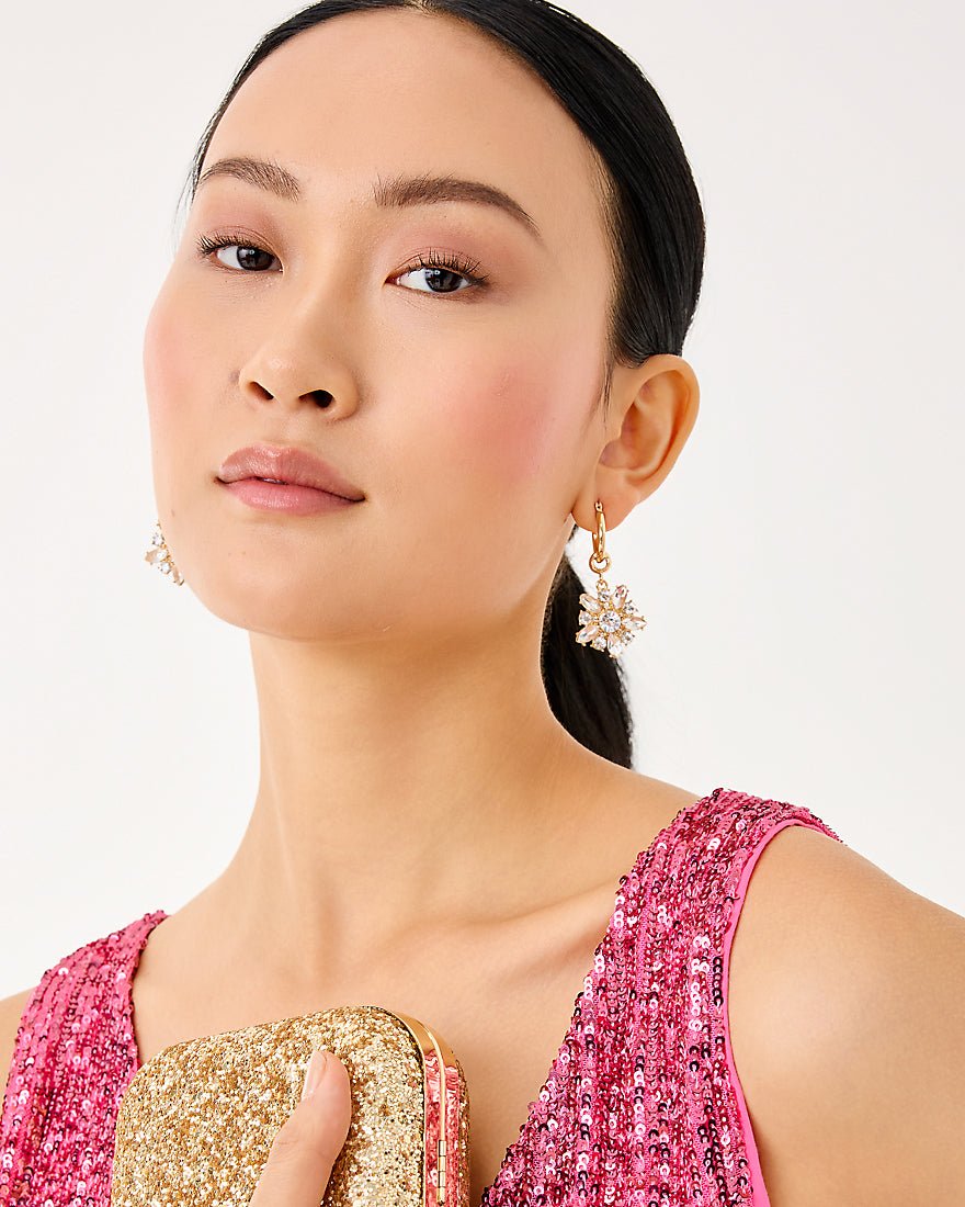 Party Charm Hoop Earrings - Gold Metallic