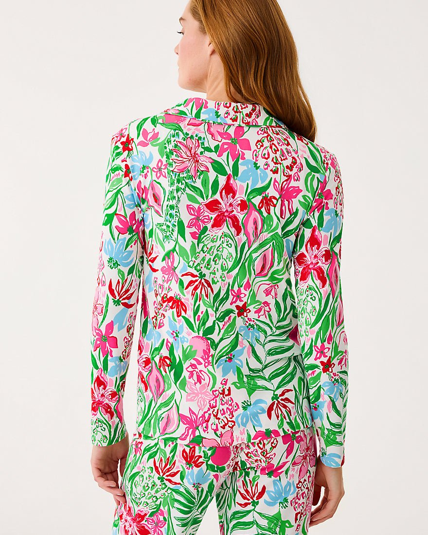 Pj Knit Long Sleeve Button Up Top - Multi Glowing Gardens