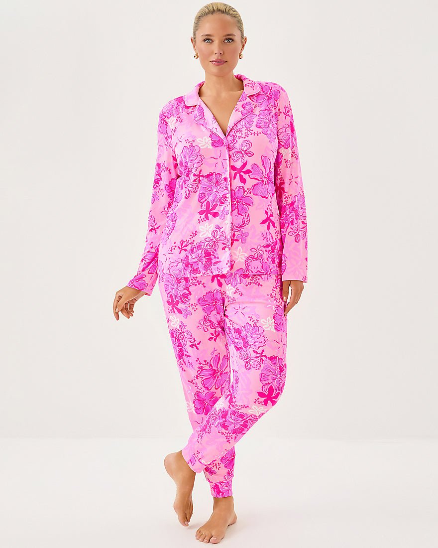 Pj Knit Longsleeve Button Up Top - Parigi Pink Supporting Squad