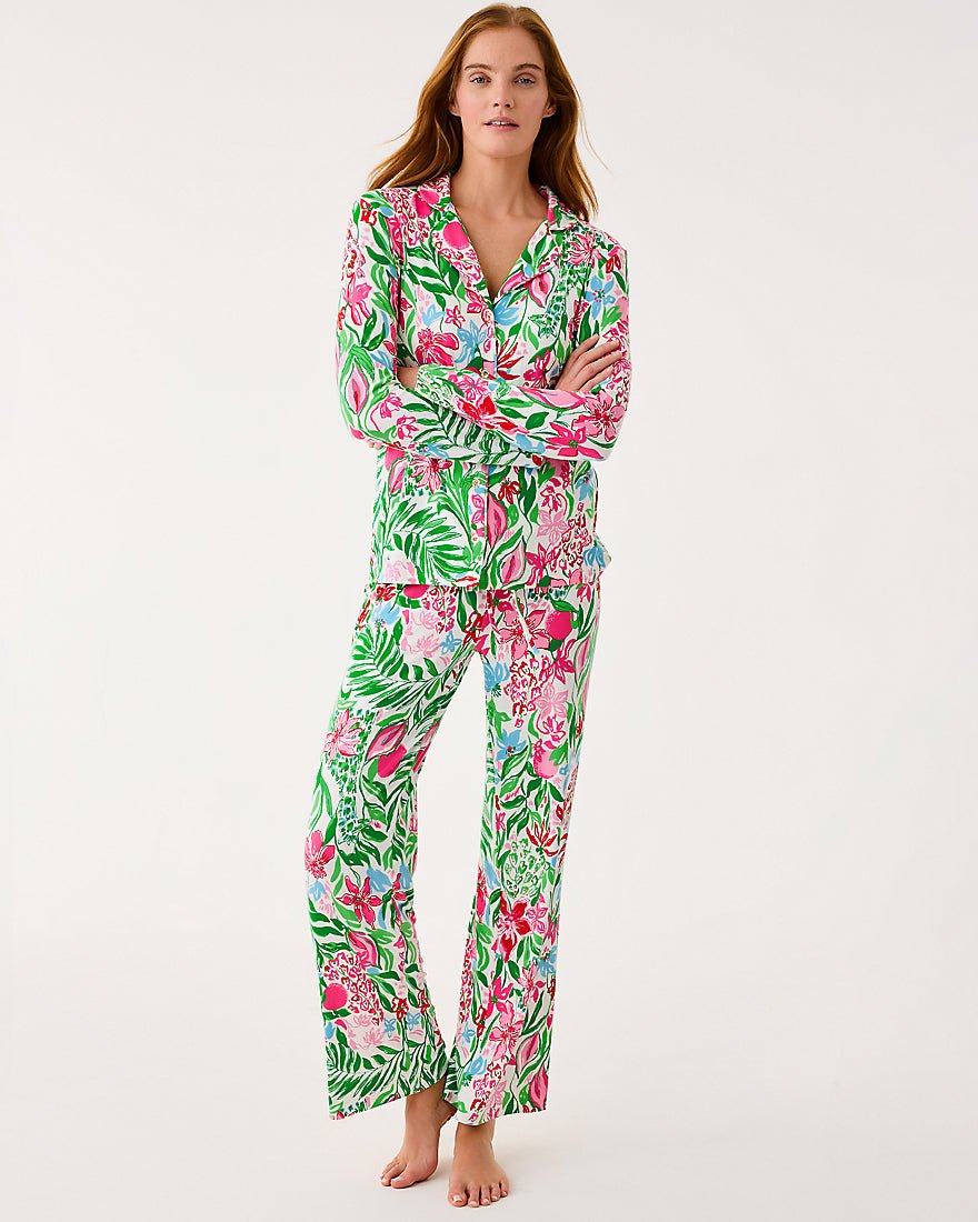 Pj Knit Pant - Multi Glowing Gardens