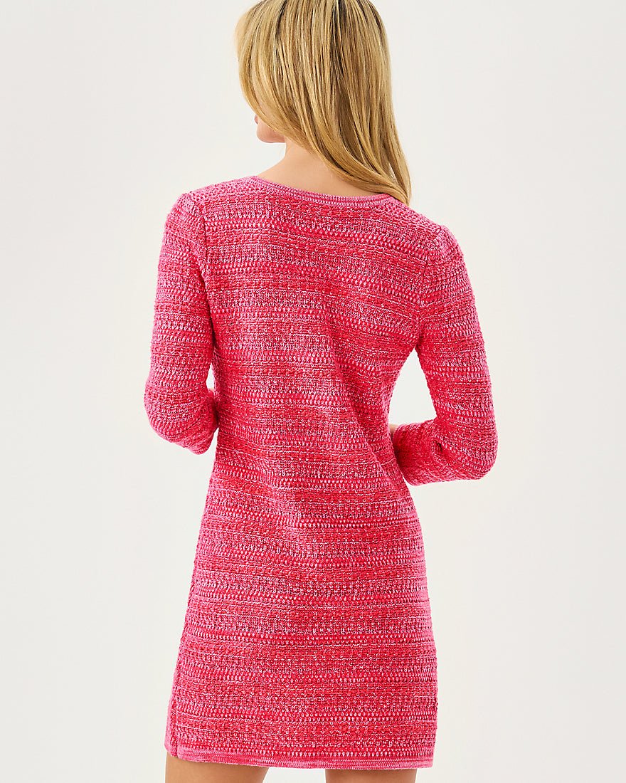 Rhysa Sweater Dress - Cherry Red Metallic Marl
