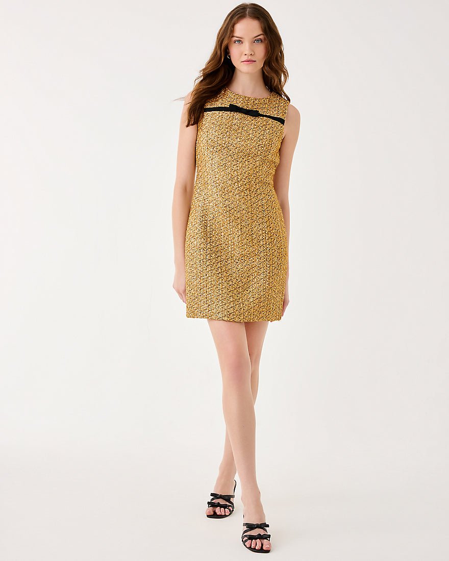 Lilly Pulitzer - Ritzy Boucle Shift Dress - Gold Metallic Golden Glow Boucle