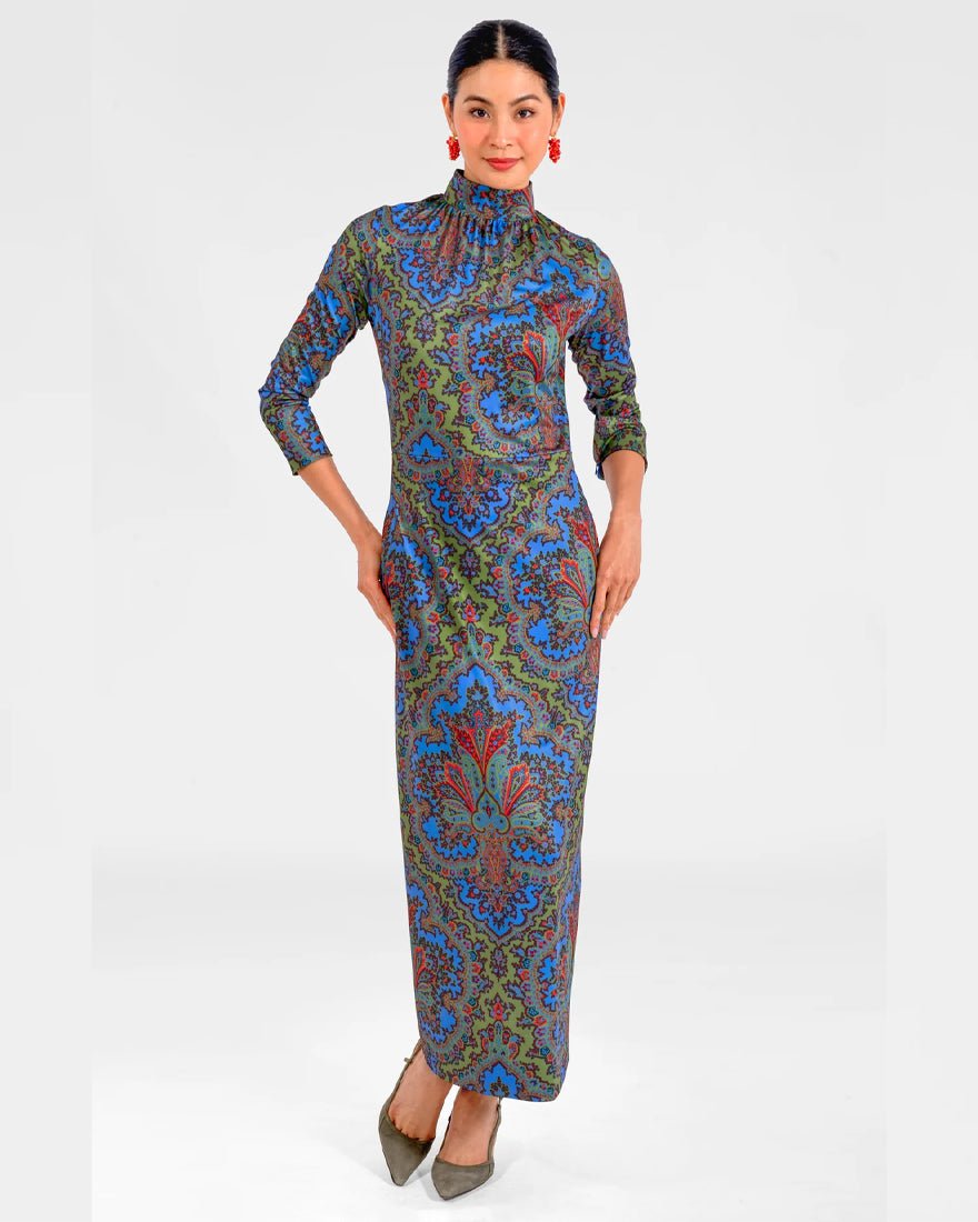 Scorching Hot Dress - Olive Passion Paisley