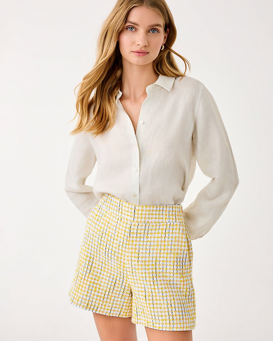 Lilly Pulitzer - Sea View Metallic Button Down Top - Gold Foiled Coconut