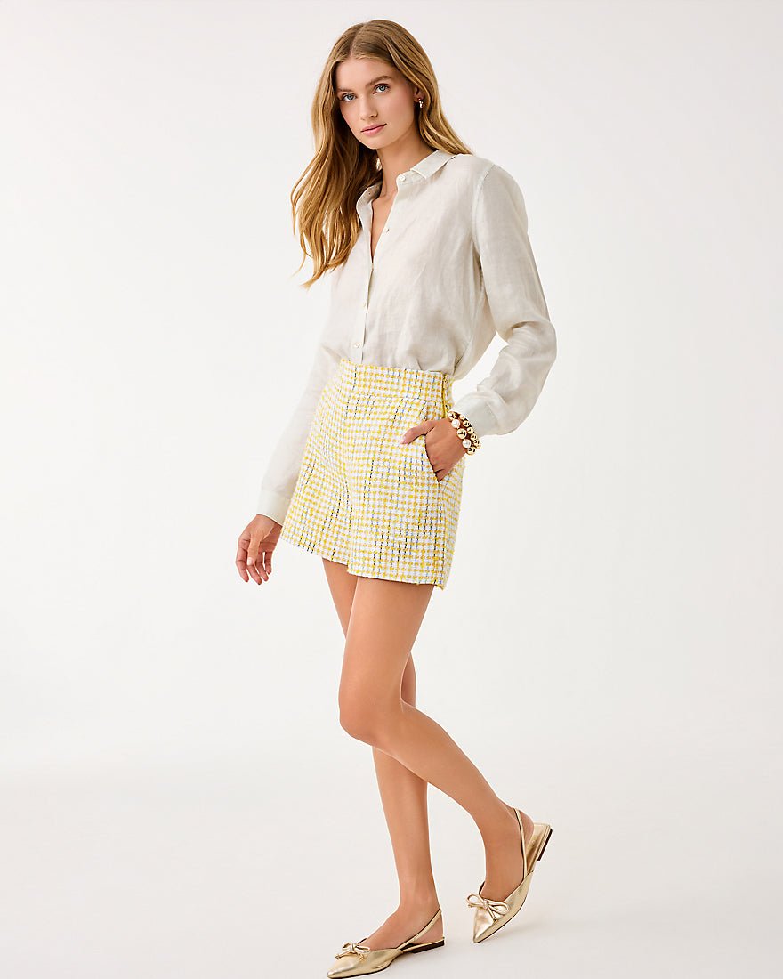 Lilly Pulitzer - Sea View Metallic Button Down Top - Gold Foiled Coconut