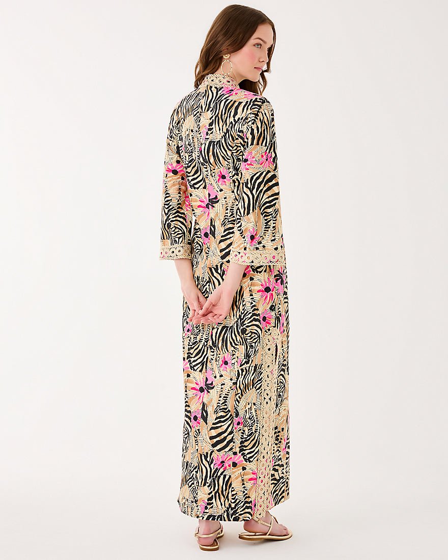 Lilly Pulitzer - Shealyn Three Quarter Sleeve Stretch Cotton Maxi Dress - Rutabaga El Morocco