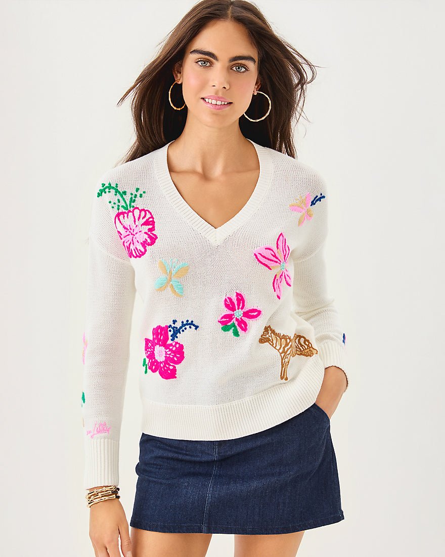 Tensley Sweater - Coconut Endless Summer Embroidery