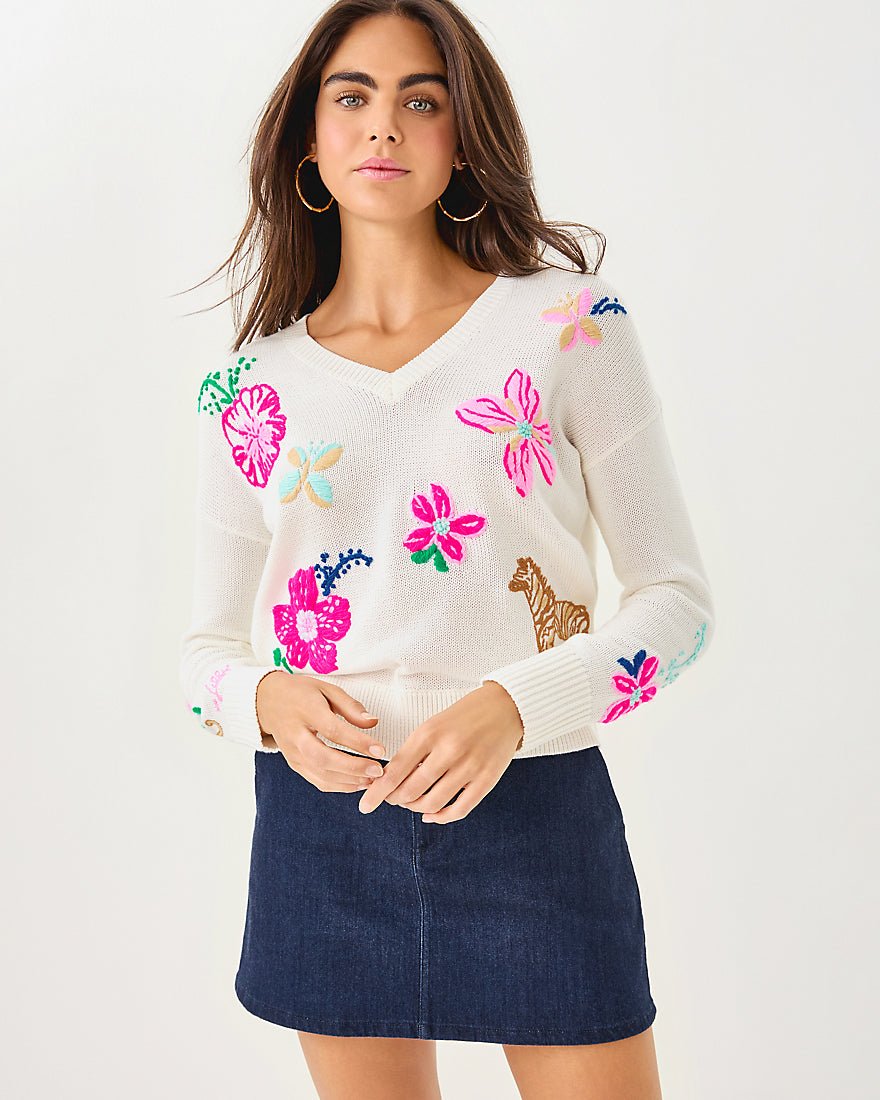 Tensley Sweater - Coconut Endless Summer Embroidery