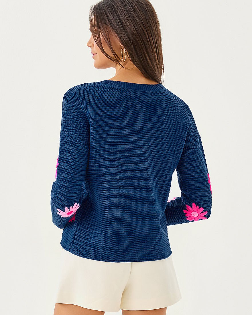 Tensley Sweater - Starlight Navy Garden Oasis Embroidery