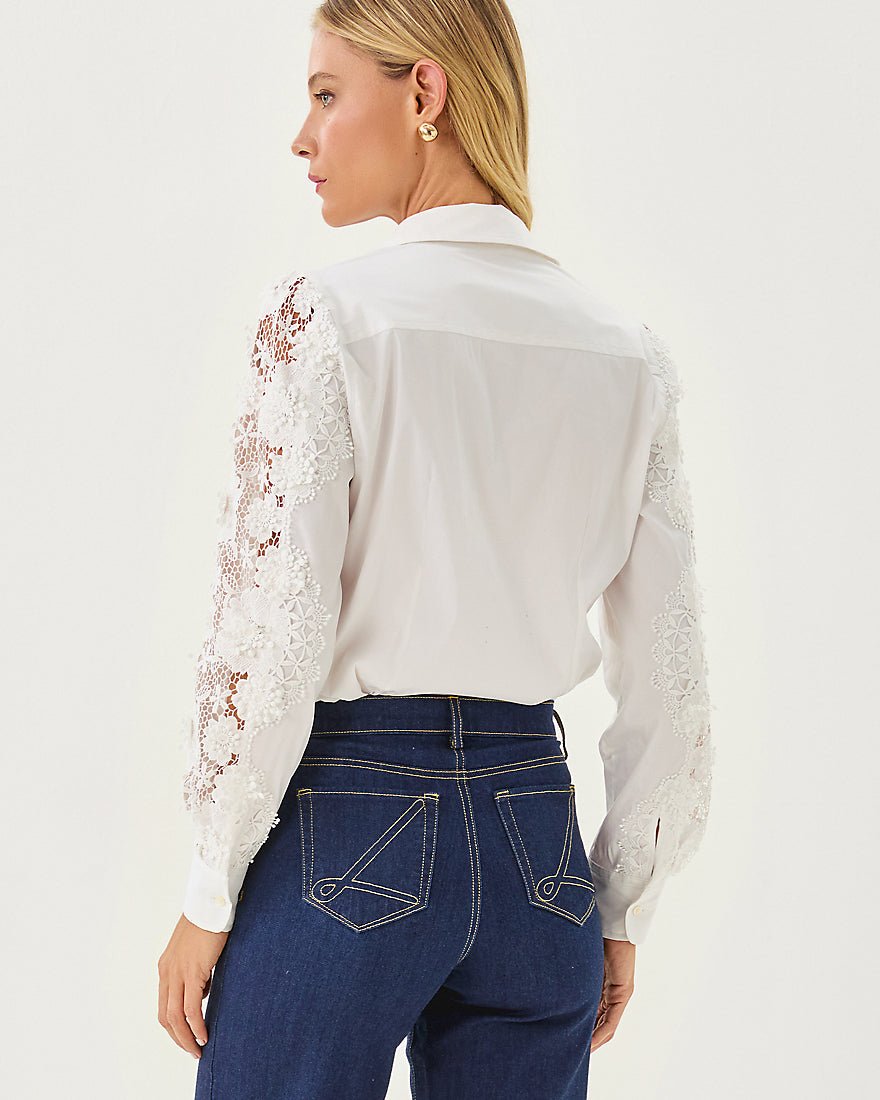 The Lace Lilly Shirt - Resort White