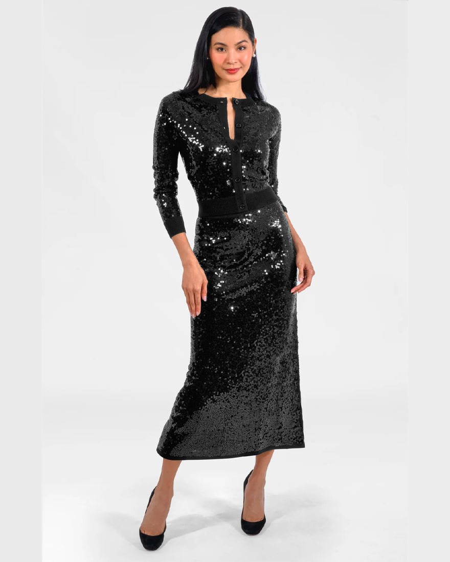 Gretchen Scott - Twinkle Maxi Skirt - Black Met Ball Twinkle