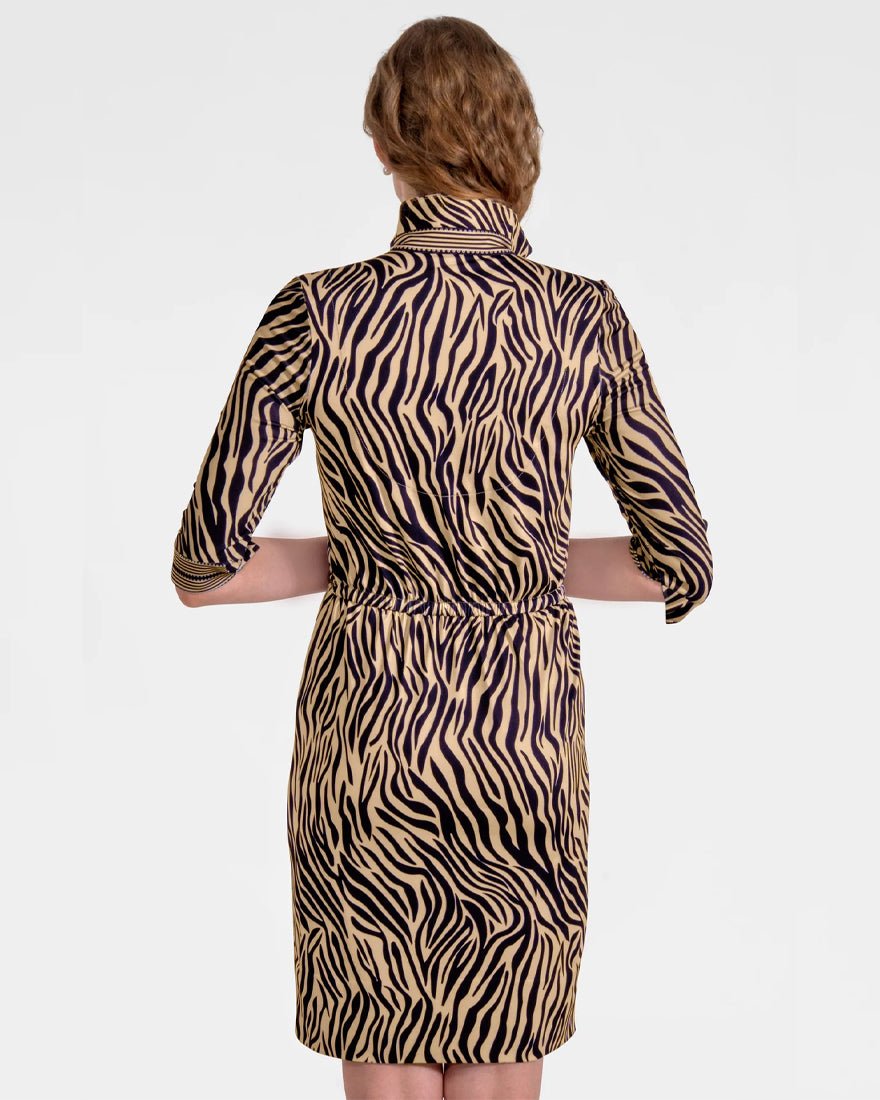 Twist And Shout Dress - Animal Instincts Zebra Khaki