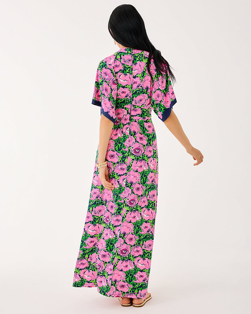 Wisteria Elbow Sleeve V Neck Maxi Dress - Low Tide Navy Florrie