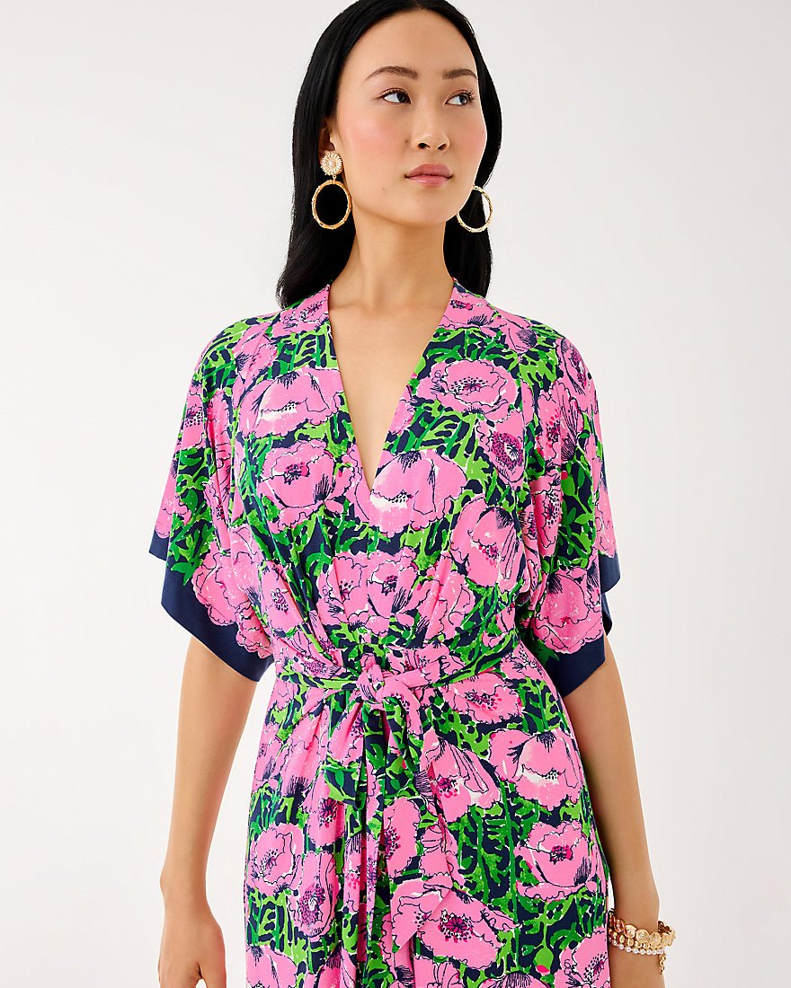 Wisteria Elbow Sleeve V Neck Maxi Dress - Low Tide Navy Florrie