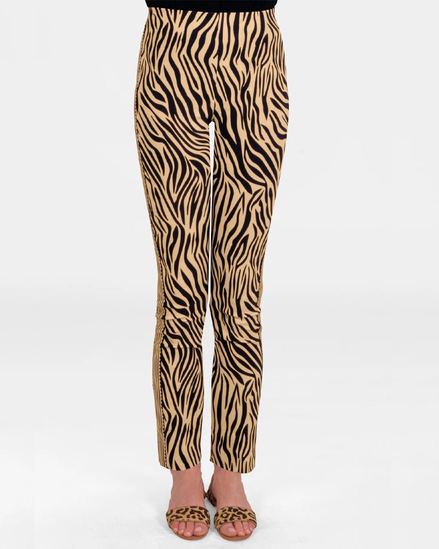 Gripeless Pull On Pants - Animal Instincts Zebra Khaki