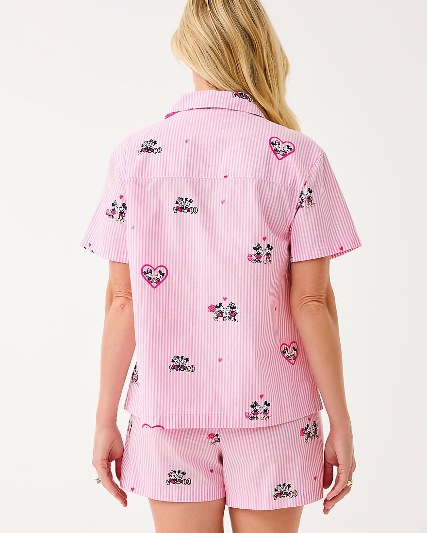 Lilly Pulitzer - Mari Pj Button Up Top - Multi Disney Half Drop Overprint