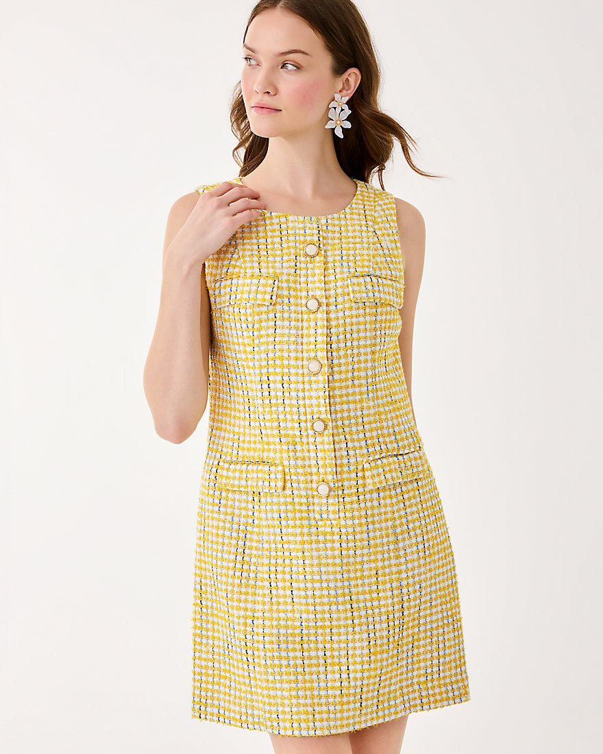 Lilly Pulitzer - Bindy Shift Romper - Limoncello Spacedye Stripe Boucle