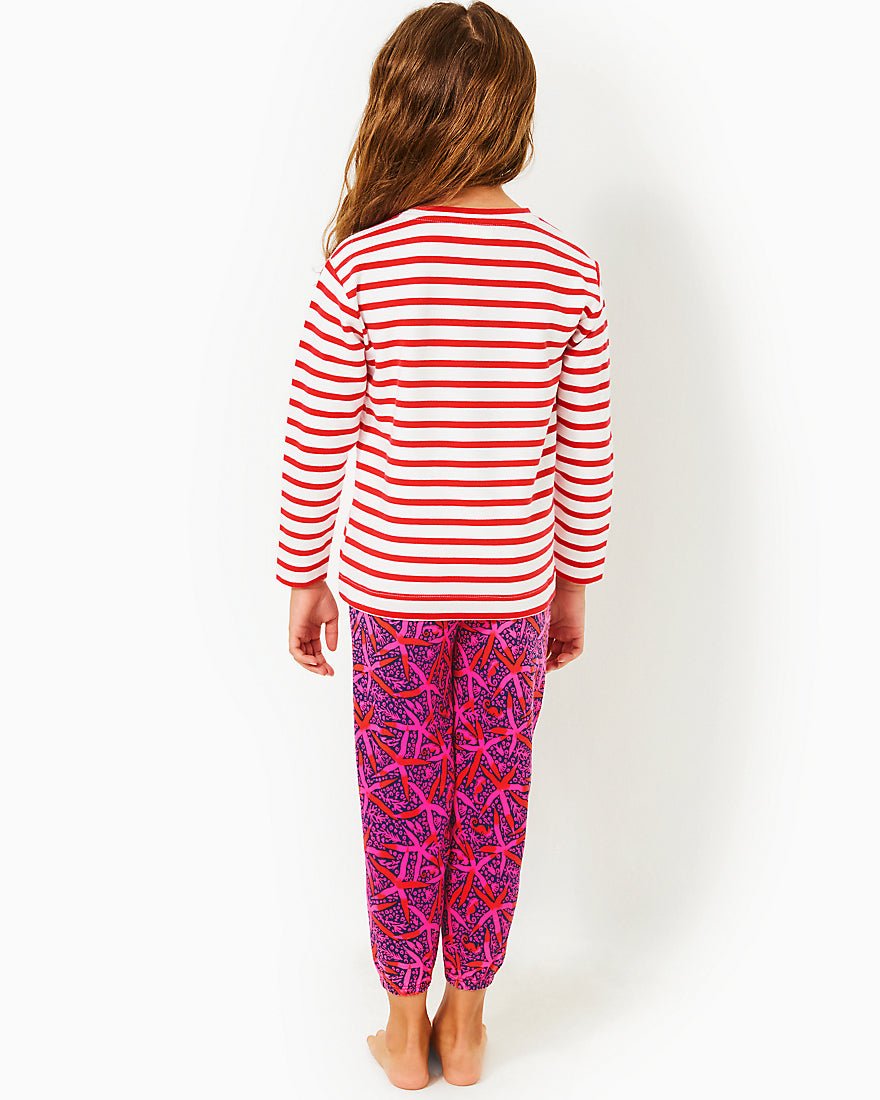 Girls Mini Mallie Terry Pant - Passion Fruit Pink Star Searching