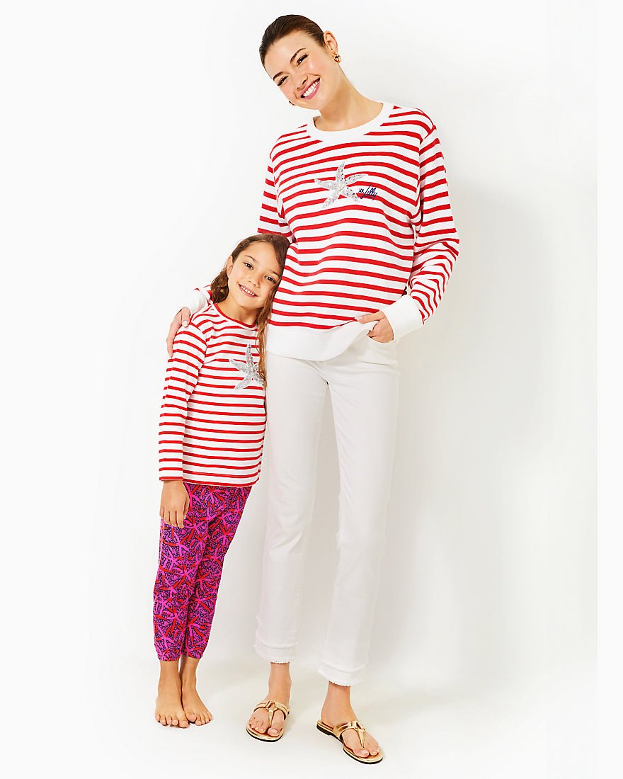 Girls Mini Mallie Terry Pant - Passion Fruit Pink Star Searching