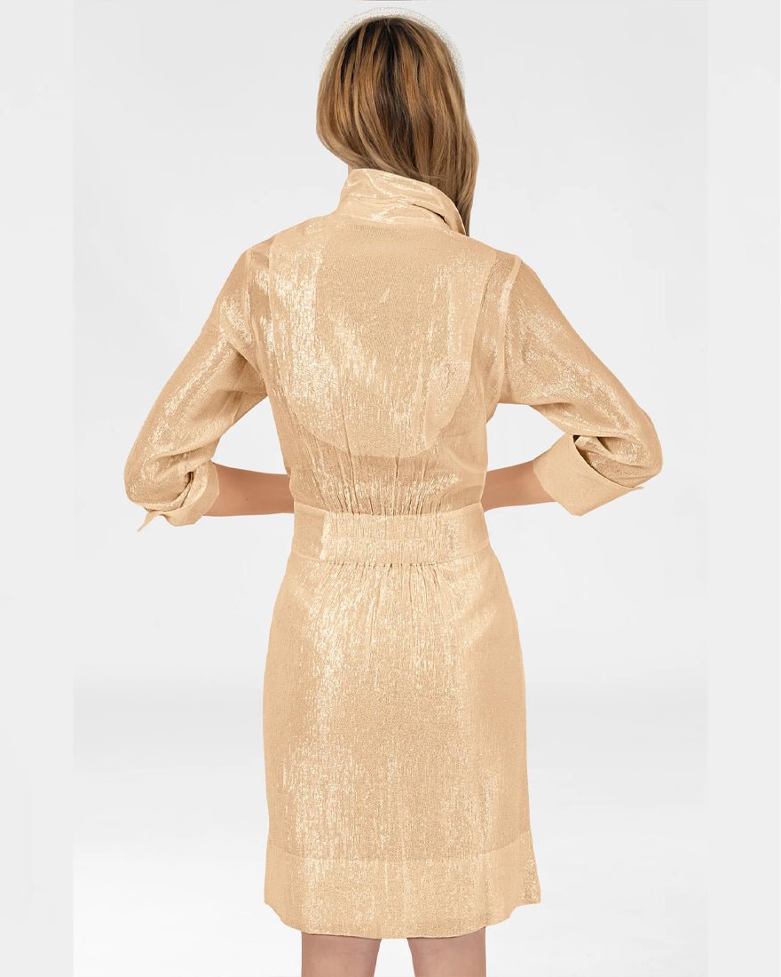 Gretchen Scott - Breezy Blouson Dress - Gold Shimmy Lurex