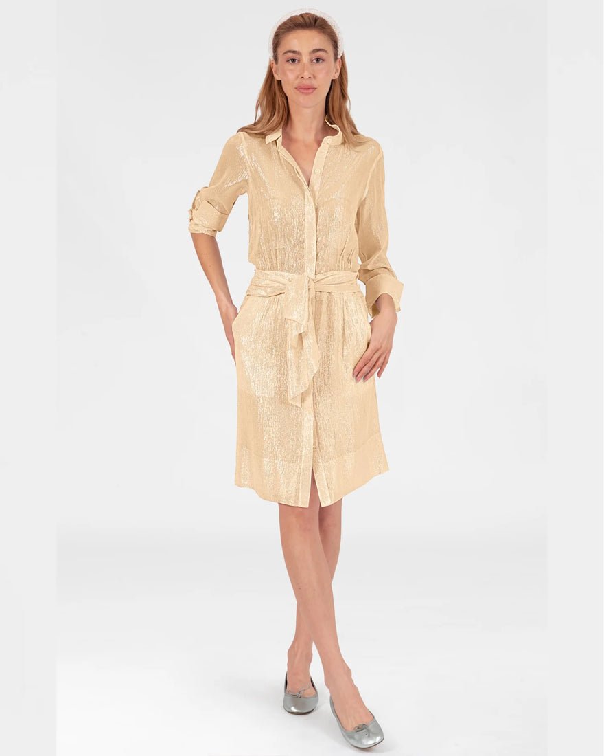 Gretchen Scott - Breezy Blouson Dress - Gold Shimmy Lurex