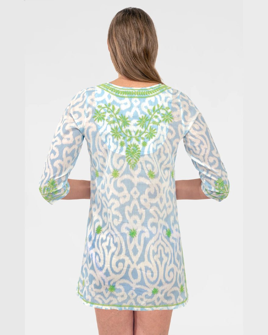 Gretchen Scott - Embroidered Tunic Top - Light Blue Arabesque
