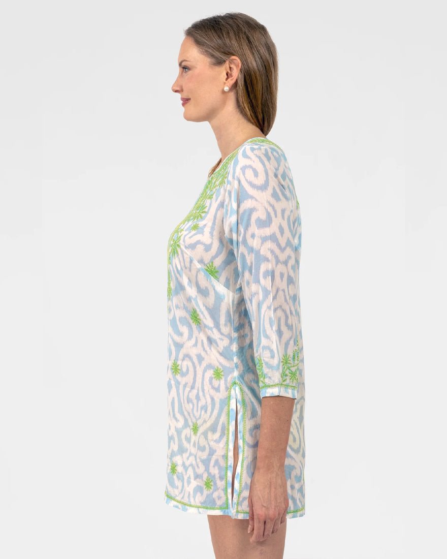 Gretchen Scott - Embroidered Tunic Top - Light Blue Arabesque