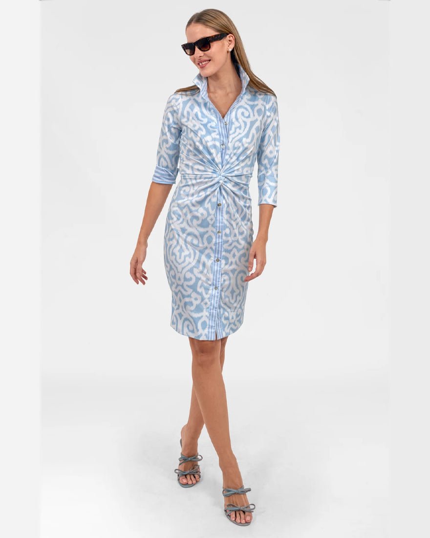 Gretchen Scott - Twist And Shout Dress - Light Blue Arabesque