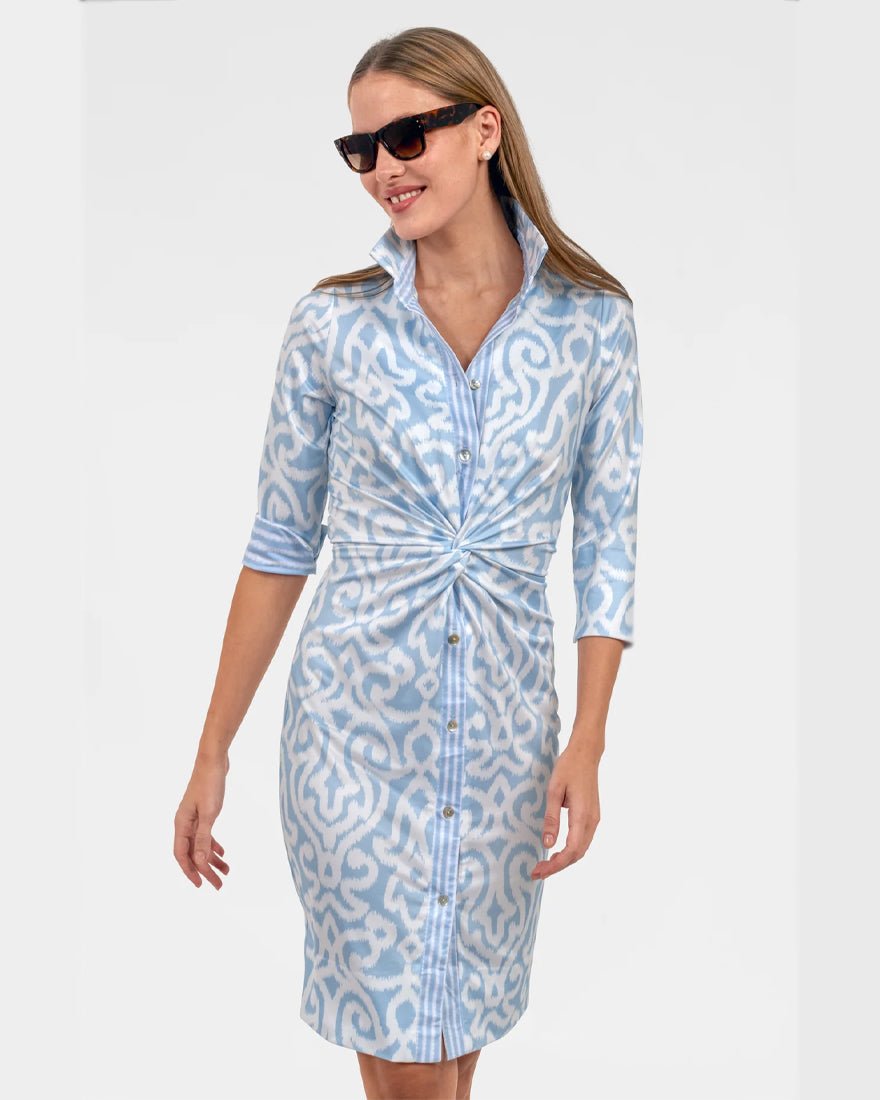 Gretchen Scott - Twist And Shout Dress - Light Blue Arabesque