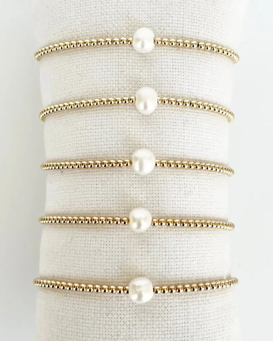 Jeny Baker Designs - Single Pearl Gold Bead Bracelet - Gold