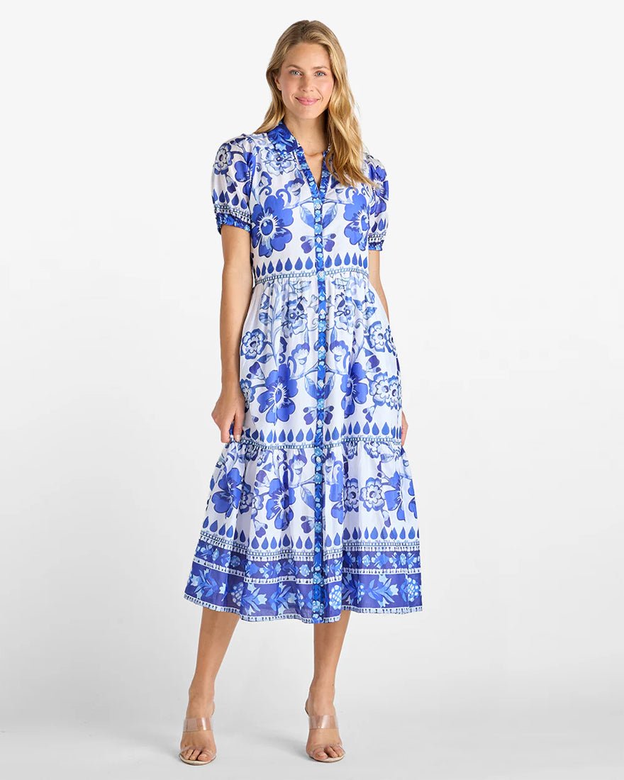 Jude Connally - Lois Cotton Voile Dress - Blue Garden