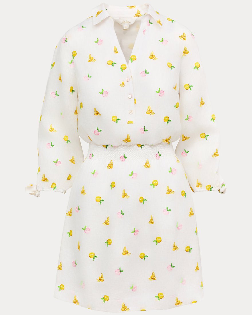 Lilly Pulitzer - Abralynn Linen Shirtdress - Pink Muse Lemon Bee Half Drop