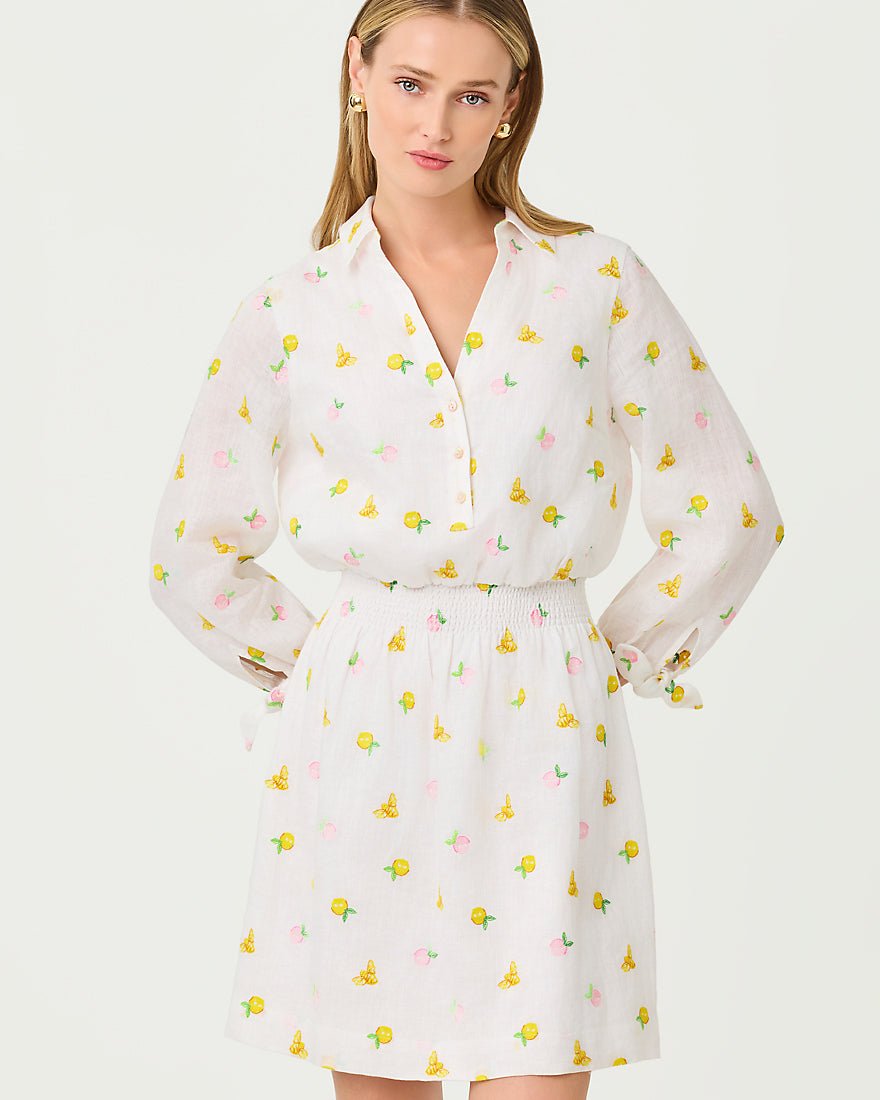 Lilly Pulitzer - Abralynn Linen Shirtdress - Pink Muse Lemon Bee Half Drop
